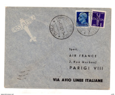 I° Volo (Roma) Milano/Parigi Del 6.4.37 - Storia Postale (Posta Aerea)