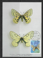JAPON 1986 CARTE MAXIMUM PAPILLONS  YVERT  N°1590 - Papillons