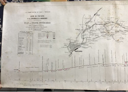 XIX Eme Siècle EXCEPTIONEL PLAN & PROFIL De La Ligne POITIERS LA ROCHELLE ROCHEFORT  Du CHEMIN DE FER PARIS ORLEANS - Carte Topografiche