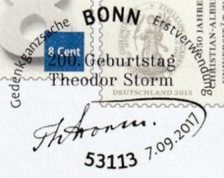 2017, Prepayed Letter Sent To Hannover, 200th Birthday Theodor Storm - Privatumschläge - Ungebraucht