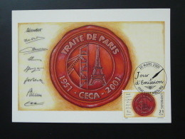 Carte Maximum Card Traité De Paris CECA Tour Eiffel Luxembourg 2001 - Maximum Cards