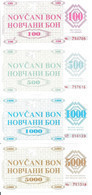 BOSNIE HERZEGOVINE 100-500-1000-5000 DINARA 1992 UNC P 6-7-8-9 R  ( FAUX BILLETS ) ( 4 Billets ) - Bosnien-Herzegowina