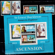 ASCENSION 1972 50TH ANNIVERSARY OF ERNEST SHACKIETON MI No 160-3+BLOCK 5 MNH VF!! - Ascension (Ile De L')