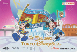 Carte JAPON - TOKYO DISNEY SEA  RESORT Line - 1st ANNIVERSARY 1 - Mickey Minnie Train - JAPAN Prepaid Card - Disney