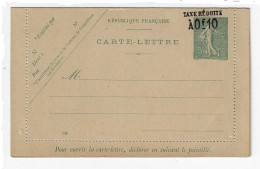 Entier Postal Carte Lettre 15 C Semeuse Lignée Verte Mill 545 Yv 138-CL1 Surcharge Taxe Réduite - Kaartbrieven