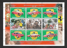 SD)1998 GUINEA 100TH ANNIVERSARY OF THE BIRTH OF ENZO FERRARI, SOUVENIR SHEET OF 9 STAMPS, MNH - Guinée-Bissau