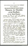 Doodsprentje  Carte De Décès Marquise Du Chasteler Et De Moulbaix Et Du Saint-Empire Marie Caroline 1936 - Religion & Esotérisme