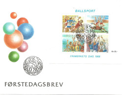 Norway Norge 1988 Stamp Day - Ball Sports Mi Bloc 10 , FDC - Lettres & Documents