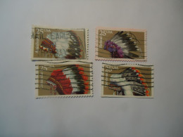 UNITED STATES USED  4  STAMPS  BIRD BIRDS INDIANS - Anatre