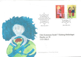 Norge Norway  2004 Christmas Friends; Drawing From Soteland, Welfare; Drawing From Lund-Kallak, Mi  1516-1517, FDC  Fron - Cartas & Documentos