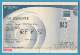 JAN GARBAREK - Auditorium, Roma (Italy) - 16 Luglio 2004 - Concert Tickets