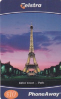 AUSTRALIA - The Eiffel Tower/Paris, Telstra Prepaid Card $10, Exp.date 02/01, Used - Australia