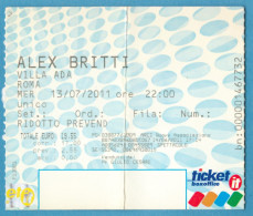 ALEX BRITTI - Villa Ada, Roma (Italy) - 13 Luglio 2011 - Concert Tickets