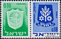 Israel 326/486 Waagerechtes Paar Postfrisch 1973 Wappen - Ungebraucht (ohne Tabs)