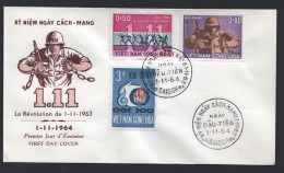 1964 First Ann. Of Revolution  Set Of 3 On FDC Sc 244-6 - Viêt-Nam