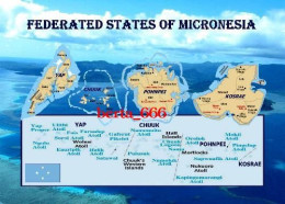 Federated States Of Micronesia Country Map New Postcard * Carte Geographique * Landkarte - Micronesia