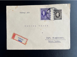 SLOVAKIA SLOVENSKO 1940 REGISTERED LETTER GELNICA TO LIPTOVSKY MIKULAS 14-05-1940 SLOWAKIJE - Briefe U. Dokumente