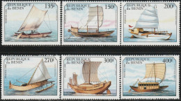 THEMATIC TRANSPORT:   TYPICAL SAILBOATS.  CANOT(CEYLON), SAMPAN(HONGKONG), JONQUE(JAPAN) ETC.     6v+BF  - BENIN - Otros (Mar)