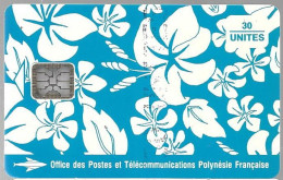 CARTE-PUCE-POLYNESIE-PF17a-30U-SC5-S/Entourage-PAREO BLEU Brillant-9 N°TGE-N°C41100727-Utilisé-TBE- - Polinesia Francese