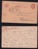 Rumänien Romania 1890 Stationery Postcard BUCURESTI X WIESBADEN Germany Manuscript Cancel - Brieven En Documenten