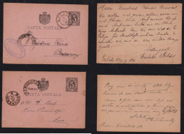 Rumänien Romania 1894 2 Stationery Postcards Used - Brieven En Documenten