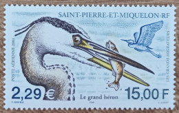 Saint Pierre Et Miquelon - YT Aérien N°81 - Faune / Oiseaux / Les Grands Migrateurs / Tête De Grand Héron - 2001 - Neuf - Nuevos