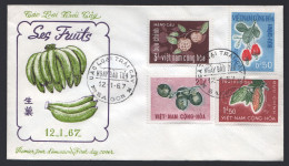 1967  Fruits: Melon, Nuts, Cashew  Set Of 4 On FDC Sc 301-4 - Vietnam