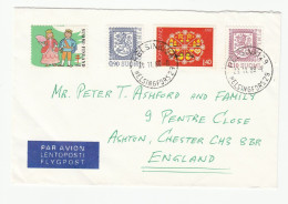 Finland 1988 TB Label COVER Christmas Heraldic Lion Tamps Air Mail Label  To GB  Tuberculosis Health - Cartas & Documentos