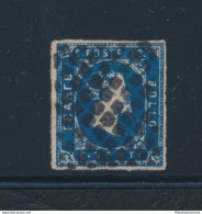 1851 SARDEGNA, 20 Cent. Azzurro Su Frammento ,Firmato A. Diena - Sardinia