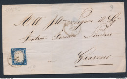 1859 SARDEGNA, 20 Centesimi Azzurro Scuro Su Lettera Da Torino Per Giaveno, Tint - Sardinië