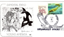 USA 1991 FDC Sandical Expo - Endangered Species - Bird Condor Killer Whale - Omslagen Van Evenementen