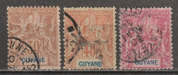 Guyane N° 38, 39, 40 - Used Stamps