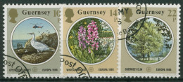 Guernsey 1986 Europa CEPT Naturschutz Tiere Pflanzen 358/60 Gestempelt - Guernesey