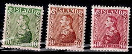 ICELAND 1937 25 YEARS OF THE REIGN OF KING CHRISTIAN X MI No 187-9 MNH VF!! - Neufs