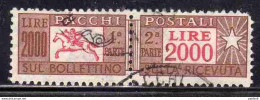 ITALIA REPUBBLICA ITALY REPUBLIC 1955 1979 PACCHI POSTALI PARCEL POST STELLE STARS LIRE 2000 USATO USED OBLITERE' - Postpaketten