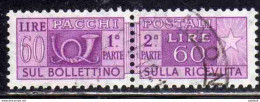 ITALIA REPUBBLICA ITALY REPUBLIC 1955 1979 PACCHI POSTALI PARCEL POST STELLE STARS 1960 LIRE 60 USATO USED OBLITERE' - Postpaketten