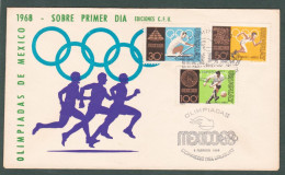 1968 URUGUAY FDC POSTMARK - Olympic Games JUEGOS OLIMPICOS MEXICO Football Soccer Futbol Rowing Remo Torch Complete Set - Estate 1968: Messico