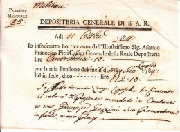 ** DEPOSITERIA GENERALE DI S.A.R.- 1784.-** - Documents