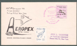 1966 HAITI Special Postmark AEROPEX 1r Vol Direct Port Au Prince -N.York Label Vignette FISA Aerophilately Olympic Games - Haiti