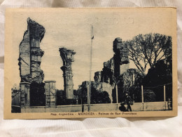 Postcard Argentina Mendoza Ruinas De San Francisco 1930 - Argentina