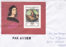 MADAGASCAR-1986-Lettre ANTANANARIVO Pour VEDENE-84 (France)  Timbre Feuillet Anniv Peintre  Raphael Seul Sur Lettre. - Madagascar (1960-...)