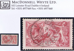 Ireland Telegraph Dublin 1922 Unoverprinted Seahorse 5s Rose With DUBLIN TELEGRAPH OFFICE 6 JA 22 Cds - Other & Unclassified