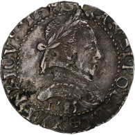 France, Henri III, 1/2 Franc Au Col Plat, 1585, Bordeaux, Argent, TTB+ - 1574-1589 Henri III