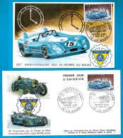 (Lot De 2) FDC 1973 Anniversaire Des Vingt-quatre Heures Du Mans * Premier Jour Thème SPORTS Course Automobile - Auto's