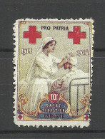 FRANCE 1914-1916 WWI Military Poster Stamp Vignette Red Cross (*) - Croix Rouge