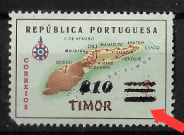 TIMOR 1960 TIMOR MAP SURCHARGED PRINT ERROR MNH (NP#72-P20-L3) - Timor