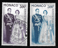 Monaco P.A N°71/72, Oblitéré. Couple Princier. Cote 25€ - Poste Aérienne