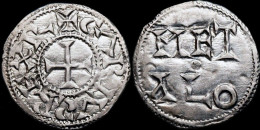 France Carolingians Poitou Charles The Simple AR Denier Melle Mint - 898-923 Karl III. Der Einfältige