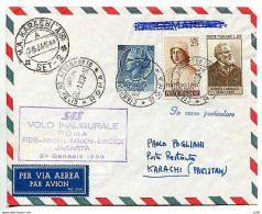 S.A.S.  Primo Volo Roma/Karachi Del 24.1.58 - Poste Aérienne
