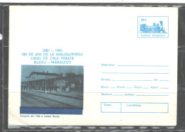 ROMANIA, 1881-1981 100th ANNIV. RAILWAY "BUZAU-MARASESTI PREPAID COVER - Brieven En Documenten